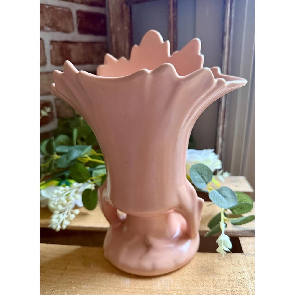 McCoy Swan Vase Pink Mid Century Pottery Planter 1950s 1960s